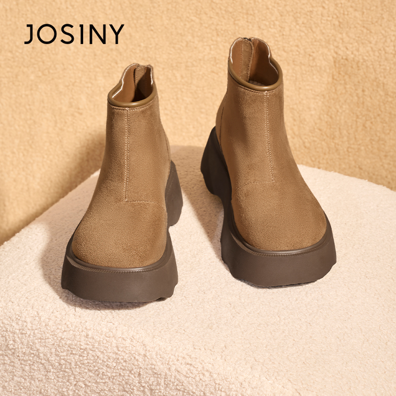 卓诗尼厚底增高雪地靴2025冬新休闲百搭软底复古后拉链562A60494