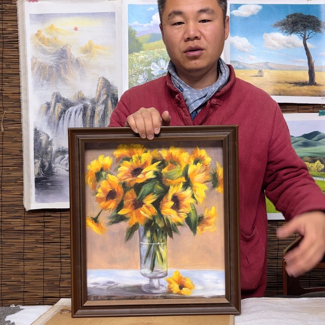 油画行路人小院绘画作品竞拍