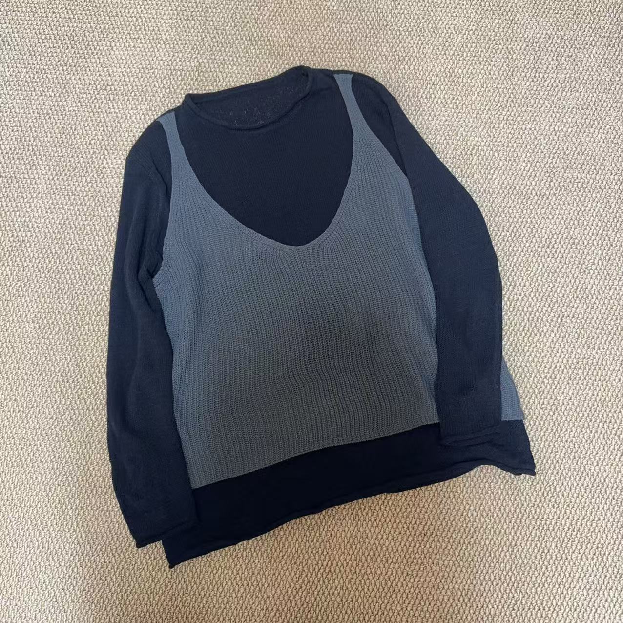 （十八家）6095冬季新款慵懒风假两件针织