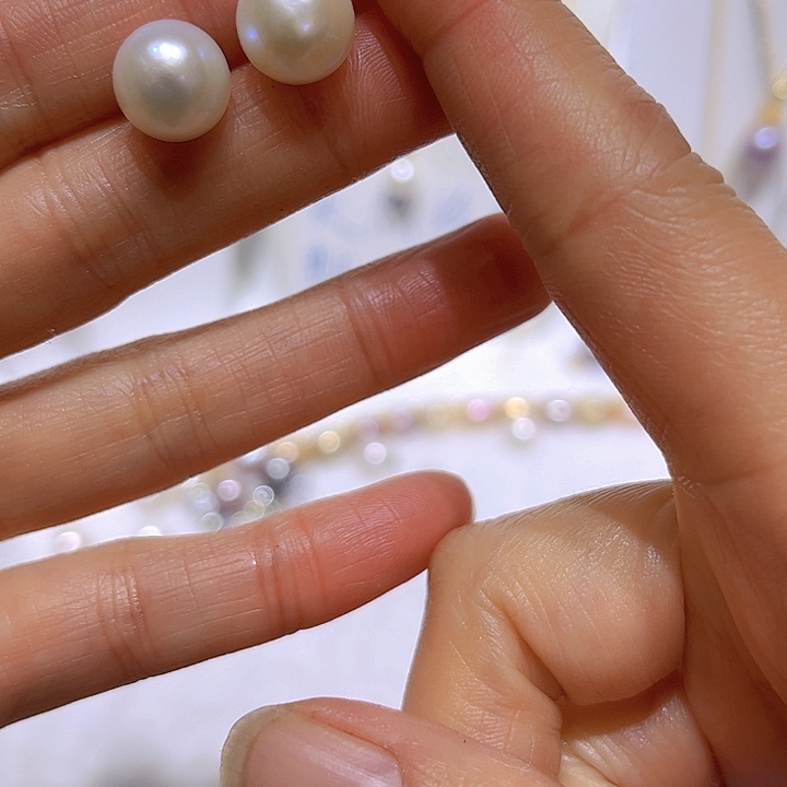 淡水珍珠白珠耳钉35合金