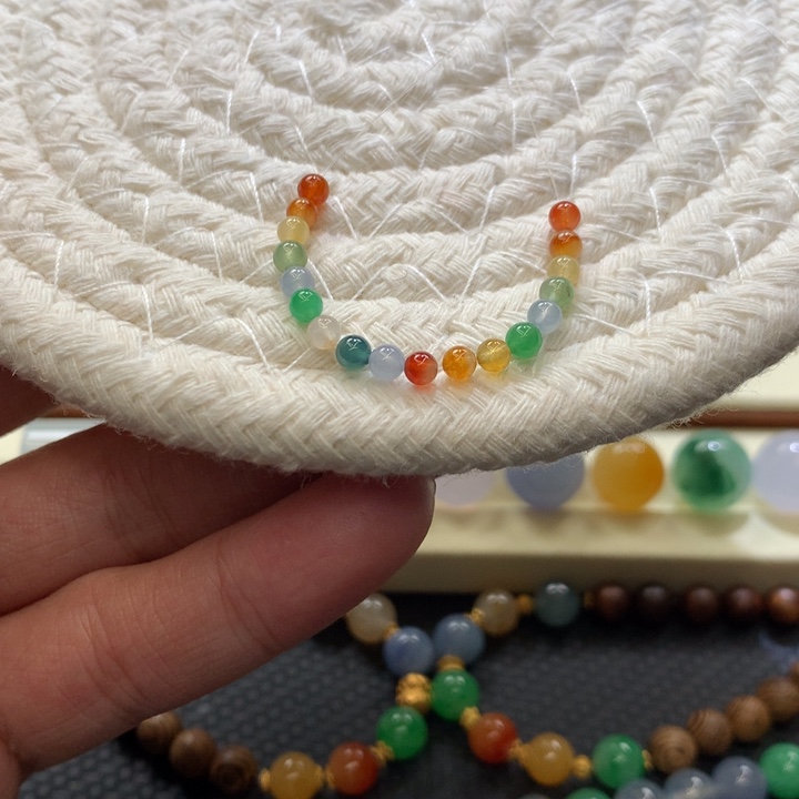 定制翡翠未镶嵌七色彩虹一组