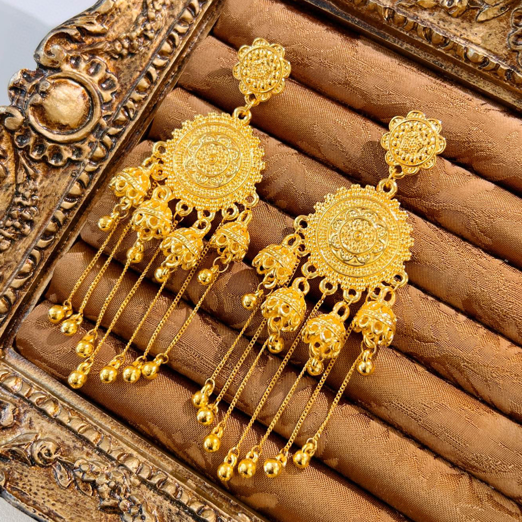 足金999复古风铃耳钉