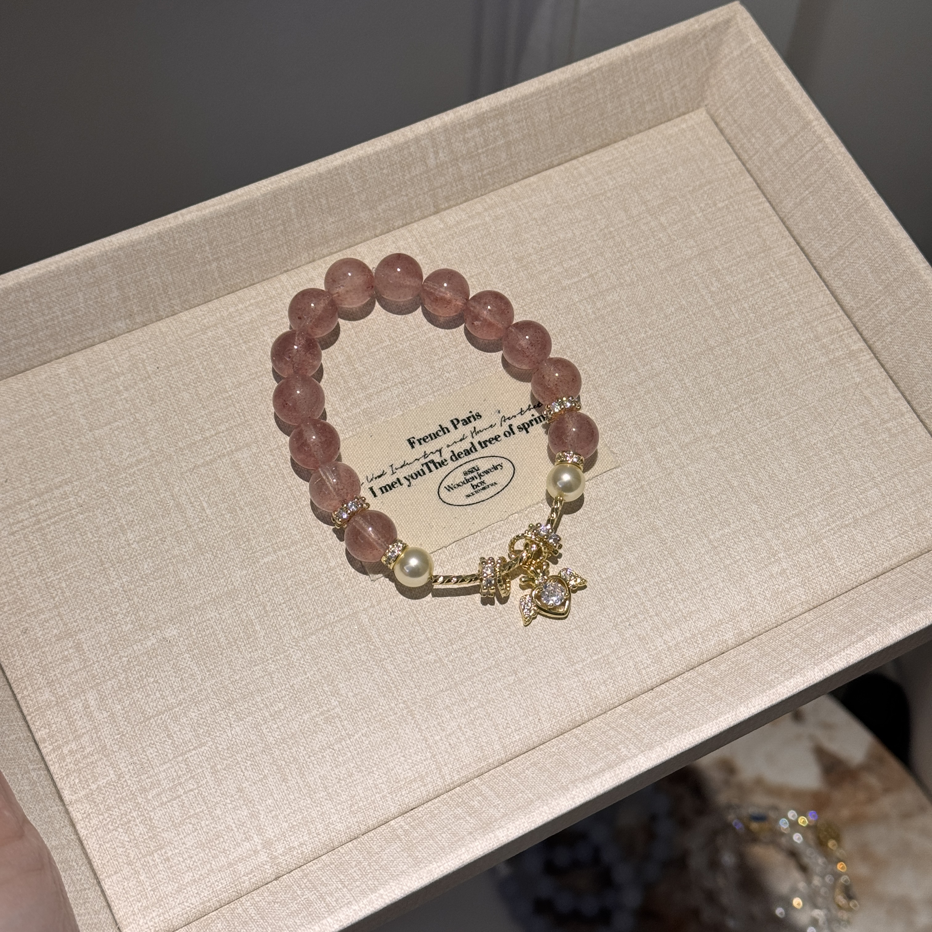 【爱神降临】天然草莓晶10mm设计款百搭手链