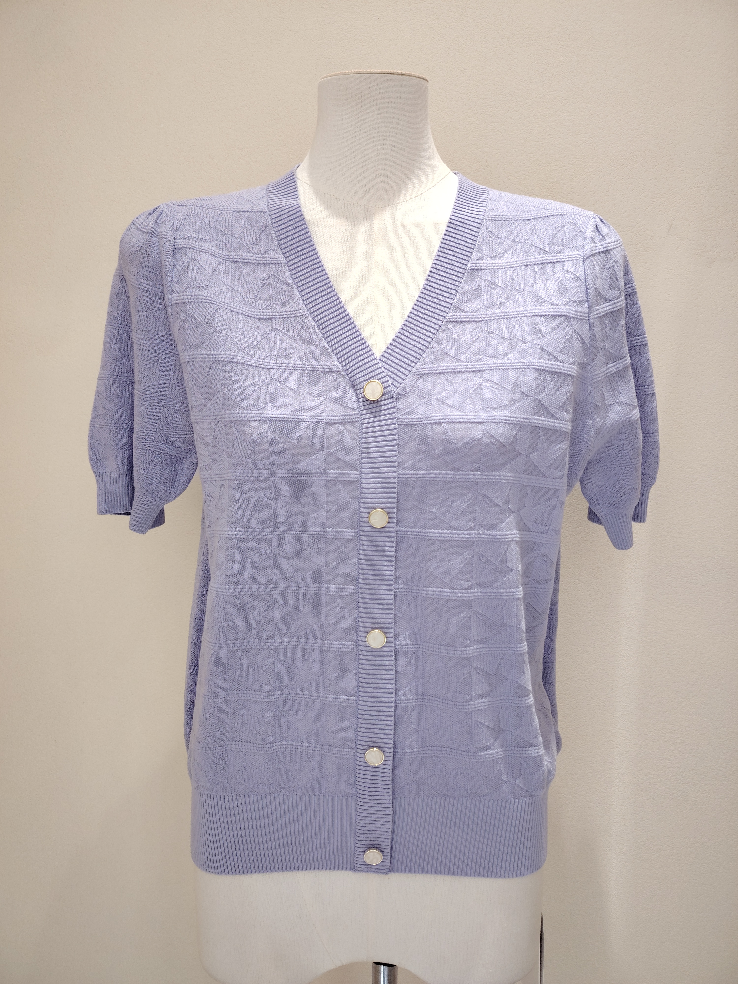 梵迷紫色短袖针织衫