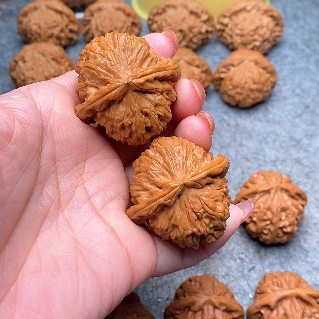 文玩核桃把件精品白狮子三角白43全品