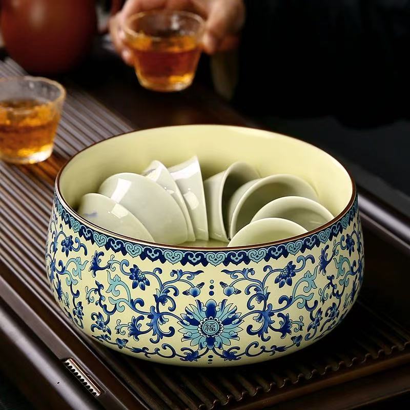 大号汝窑缠枝莲茶洗A281