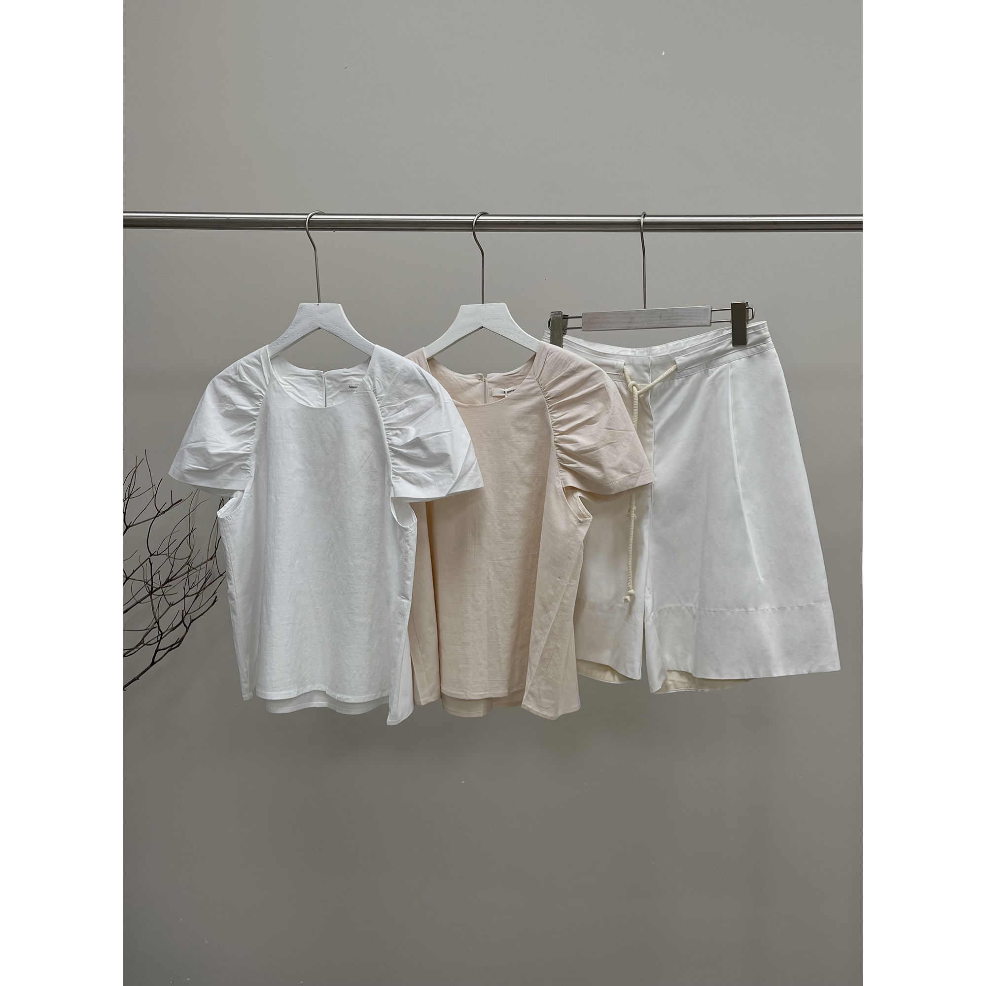 褶皱袖短袖上衣1703（清）