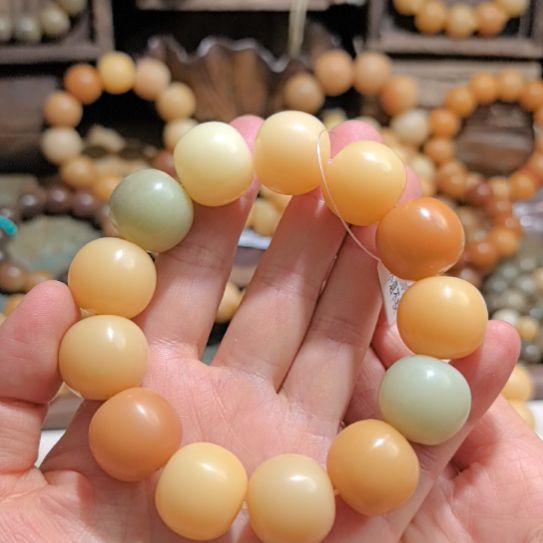 菩提根/象牙果手串风化料干磨19苹果珠