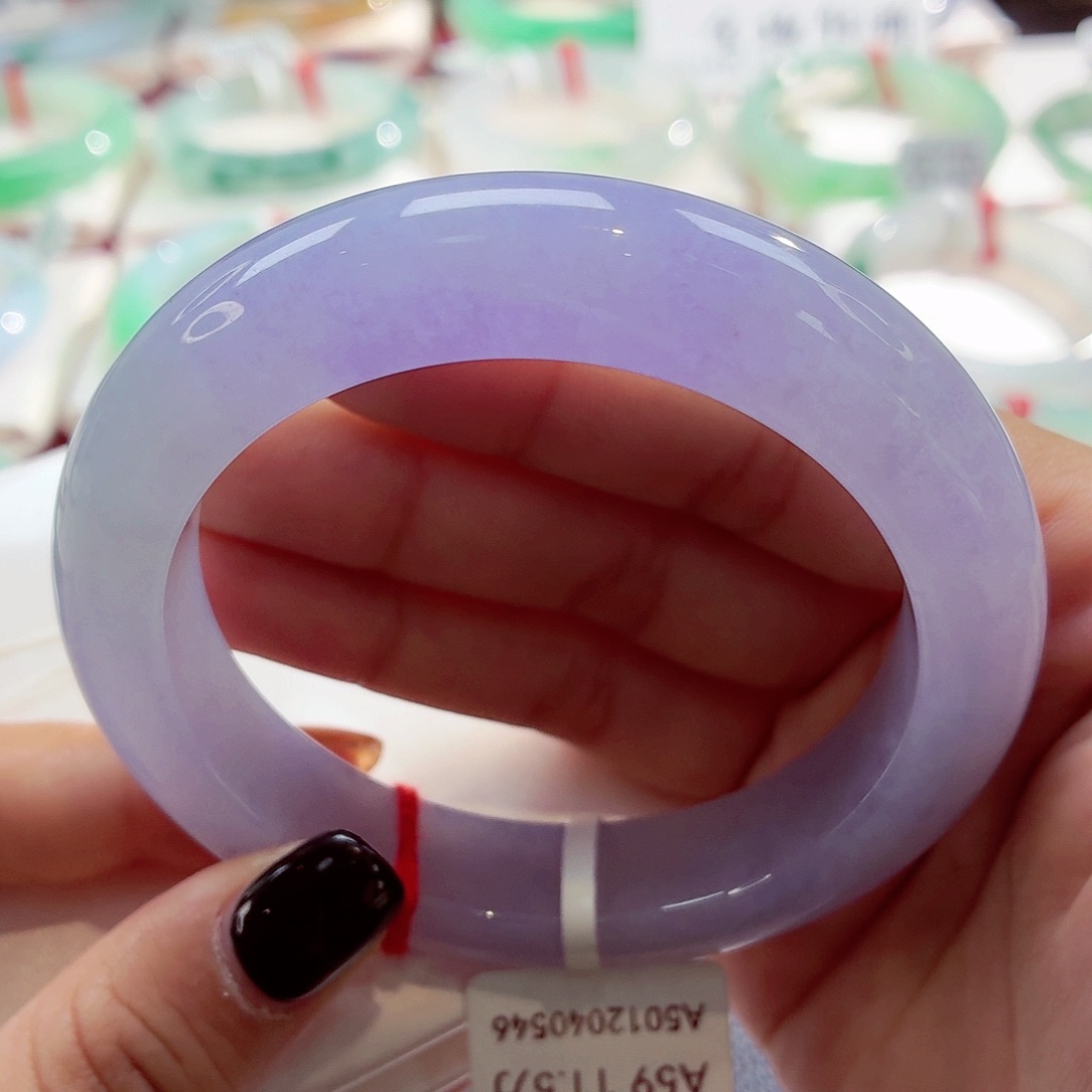 翡翠未镶嵌手镯冰紫紫罗兰渐变68-24