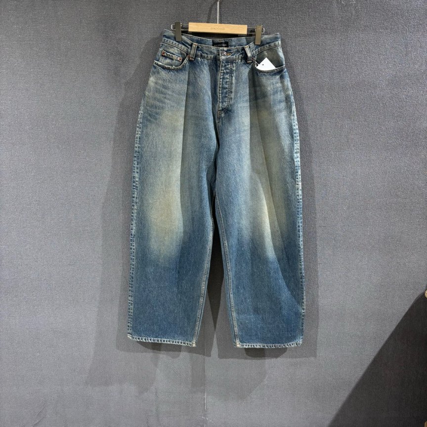 99新 Balenciaga/巴黎世家 （pm）蓝色做旧牛仔裤 xs码/0258