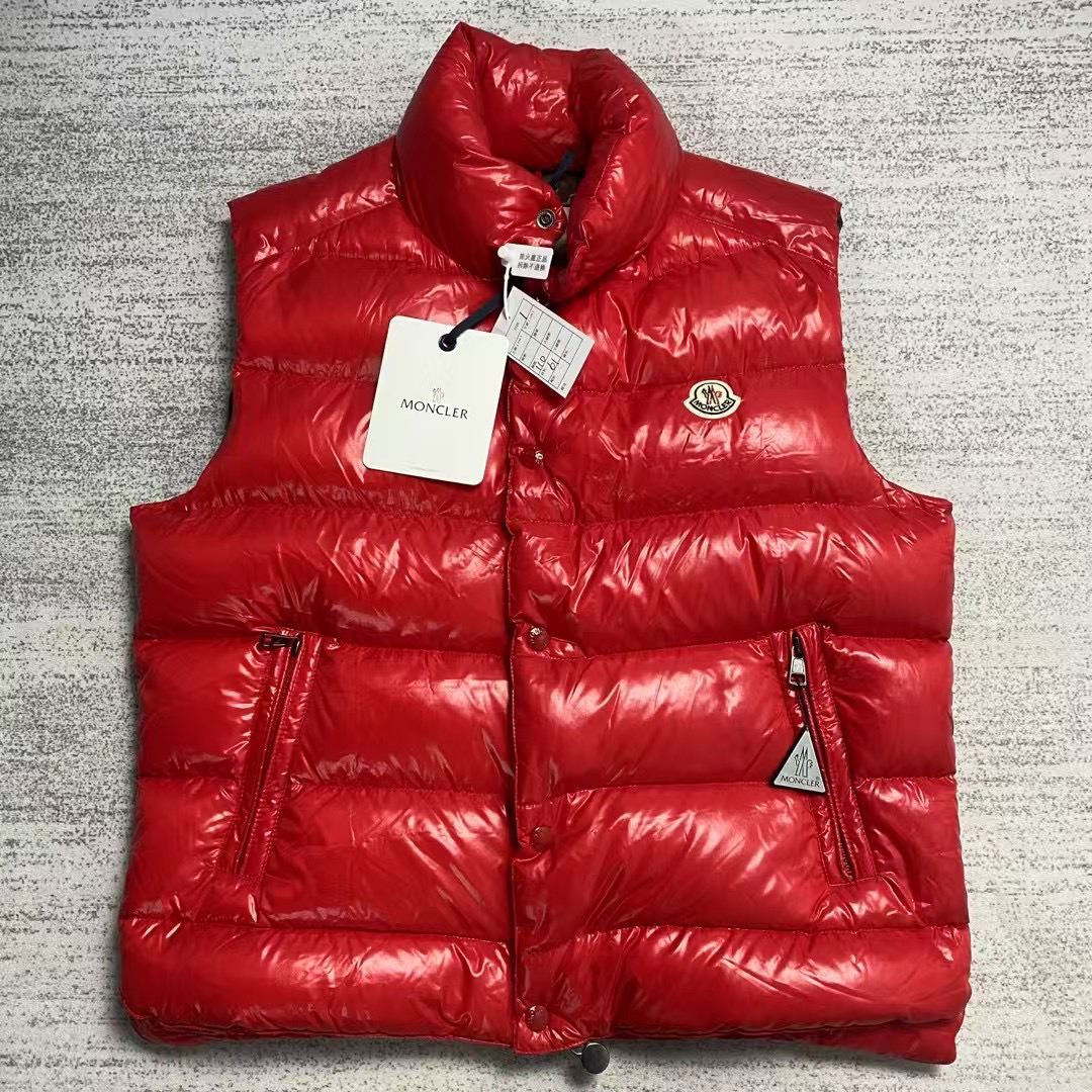 未使用 MONCLER 盟可睐 红色Tib亮面背心马甲羽绒服 1码