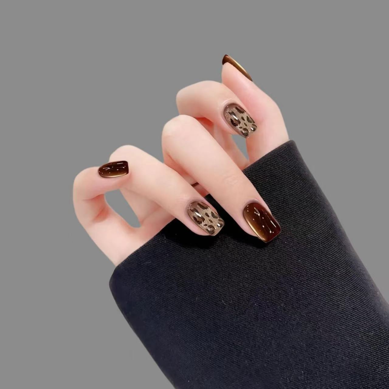 【小野猫】纯手工穿戴甲秋冬猫眼豹纹时尚气质穿戴式