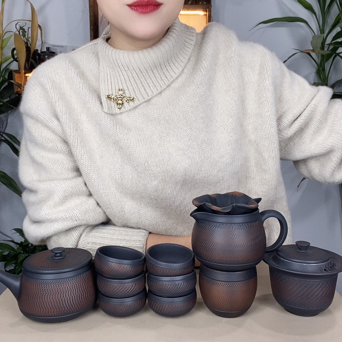 大*建水紫陶400轮回纹11件套