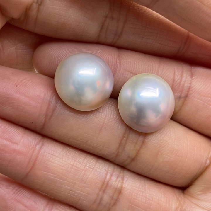 拼合珍珠（马贝珠）耳饰银S925镶嵌