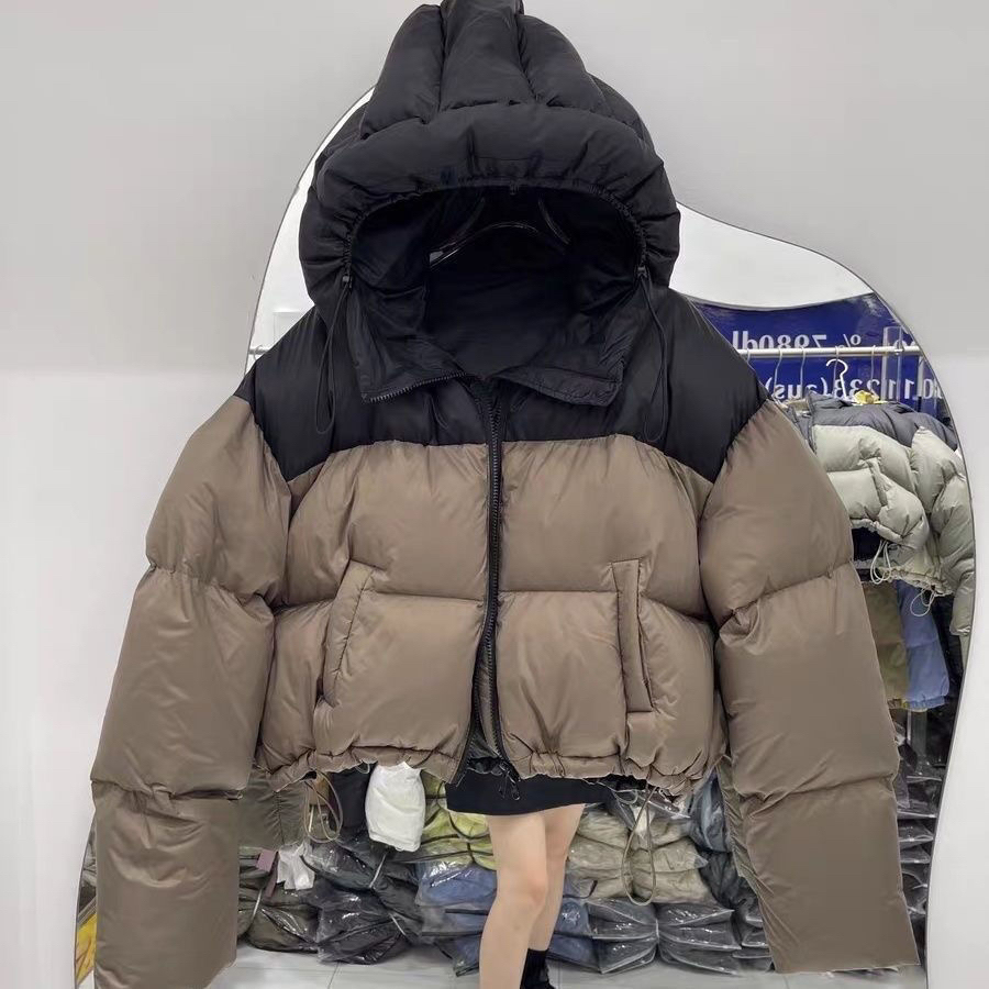 拼色鸭绒2025羽绒服新款加厚时尚小个子面包短款宽松外套