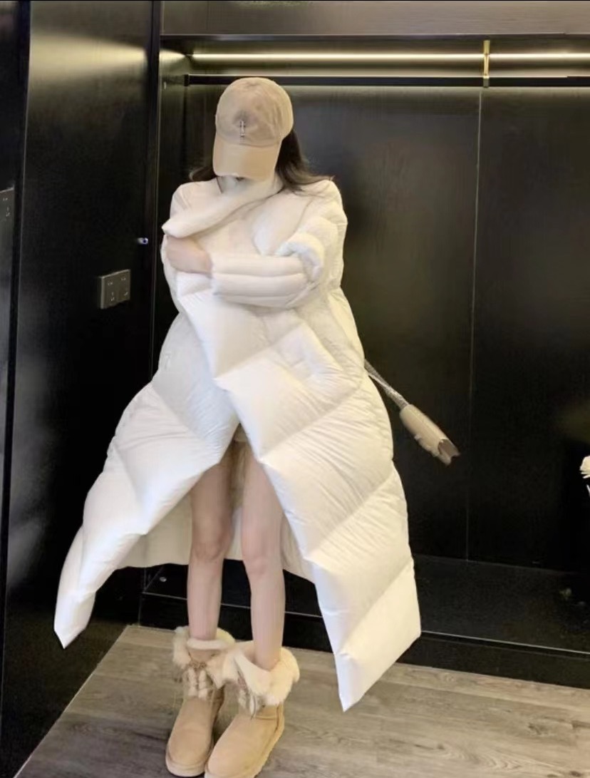 V领常规款纯色极简风长款宽松过膝保暖潮流86632