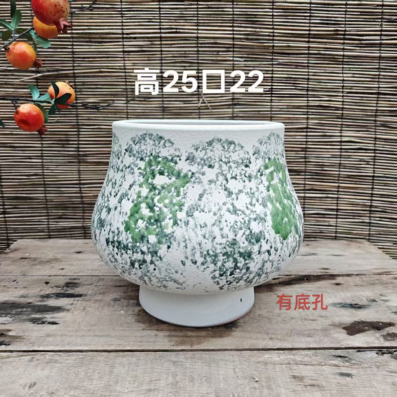 特大号白色侘寂风大口径手工粗陶花盆适合多肉三角梅户外使用