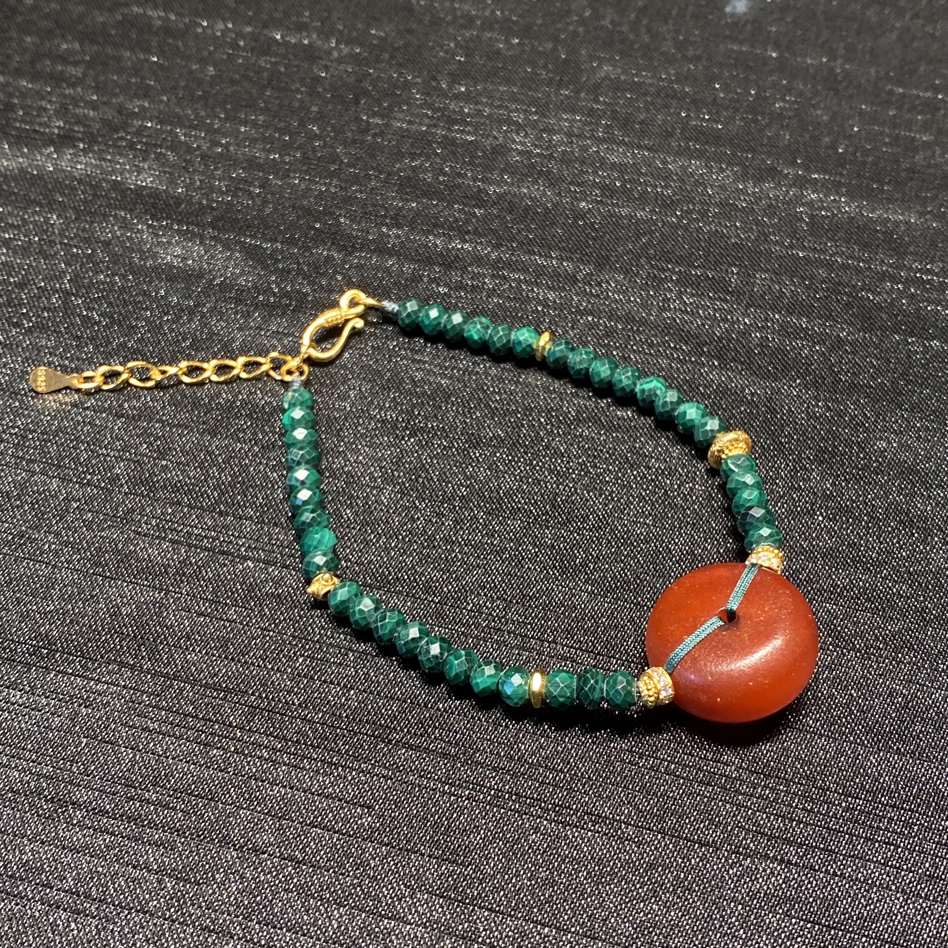 【熊总夫妇】琥珀蜜蜡饼子S925银手链-多样性发一件