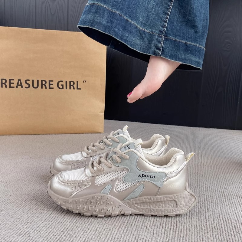 厚底老爹鞋女款2025夏季新款网面透气薄款轻便软底超轻休闲运动鞋