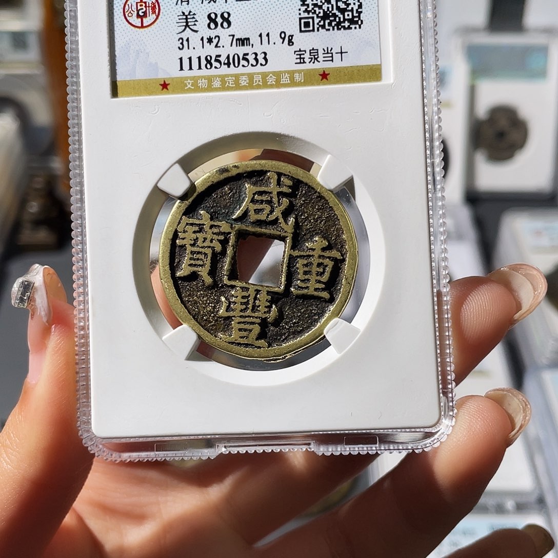 铜如**玩小莲，咸丰泉十，评级编码0533