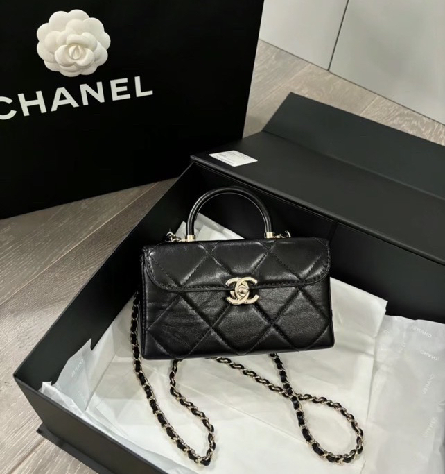 95新 Chanel/香奈儿 定金23K黑金医生包 17cm  11956966