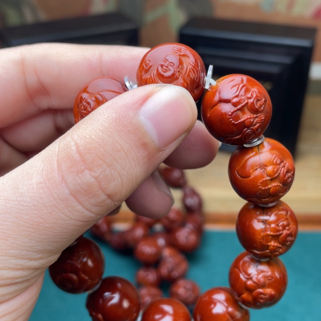 橄榄核手串浩*兄浮雕弥勒表弟回血