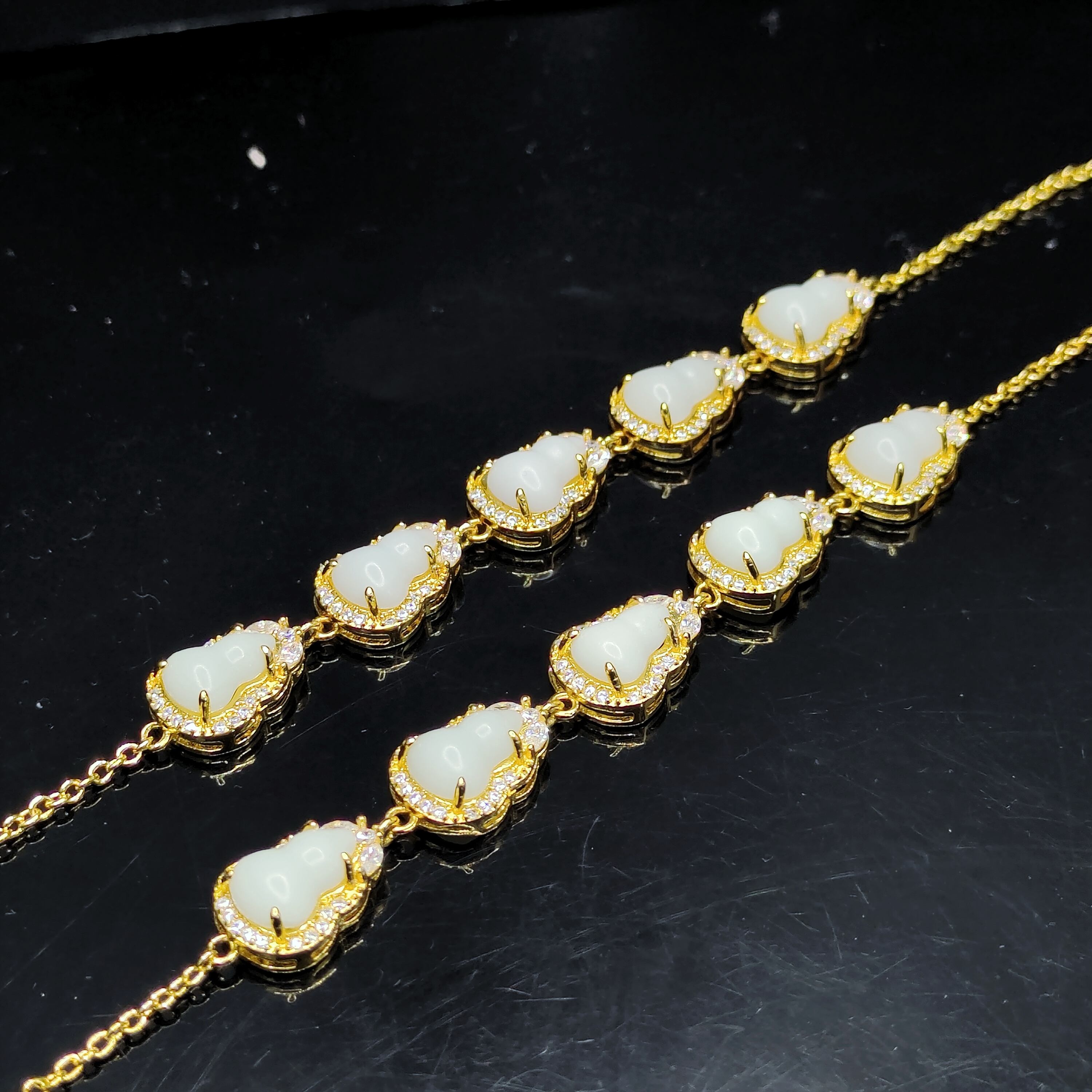 【老三珠宝】和田玉葫芦手链Q6【多样性发其一】约8-6-3mm