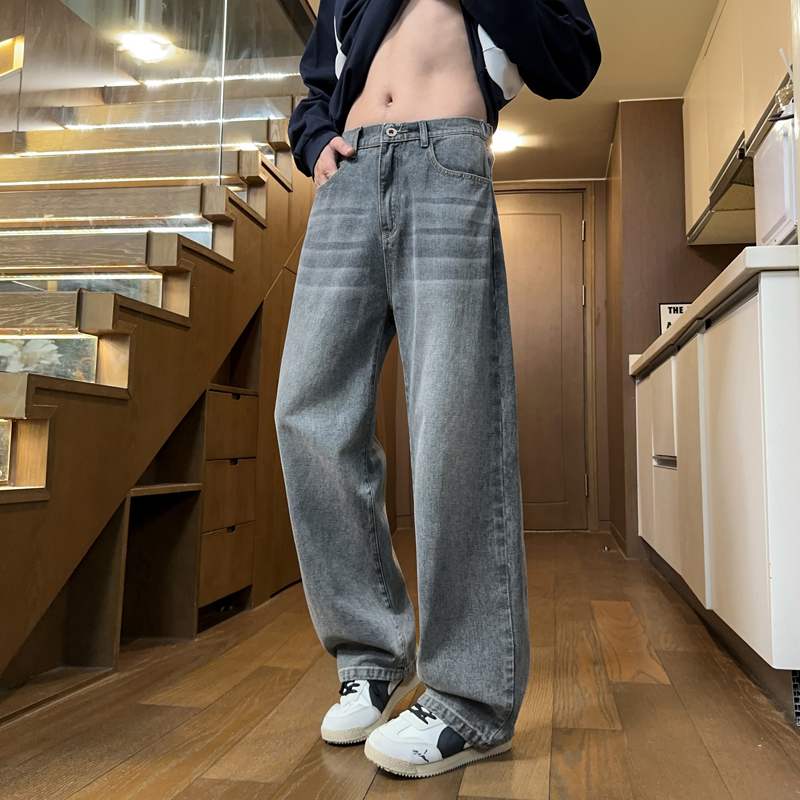 美式高街复古直筒牛仔裤男款秋季宽松百搭休闲裤子潮流时尚阔腿裤