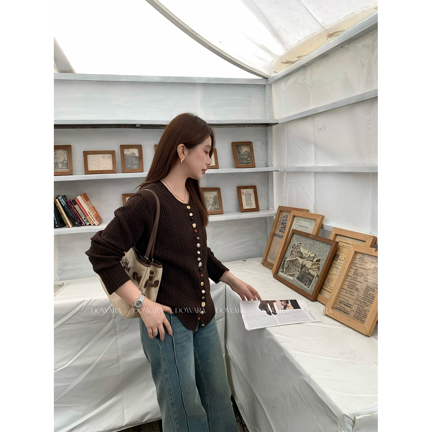 大婉酱微胖定制气质时尚彩色扣针织开衫女秋季宽松显瘦毛衣 9951D