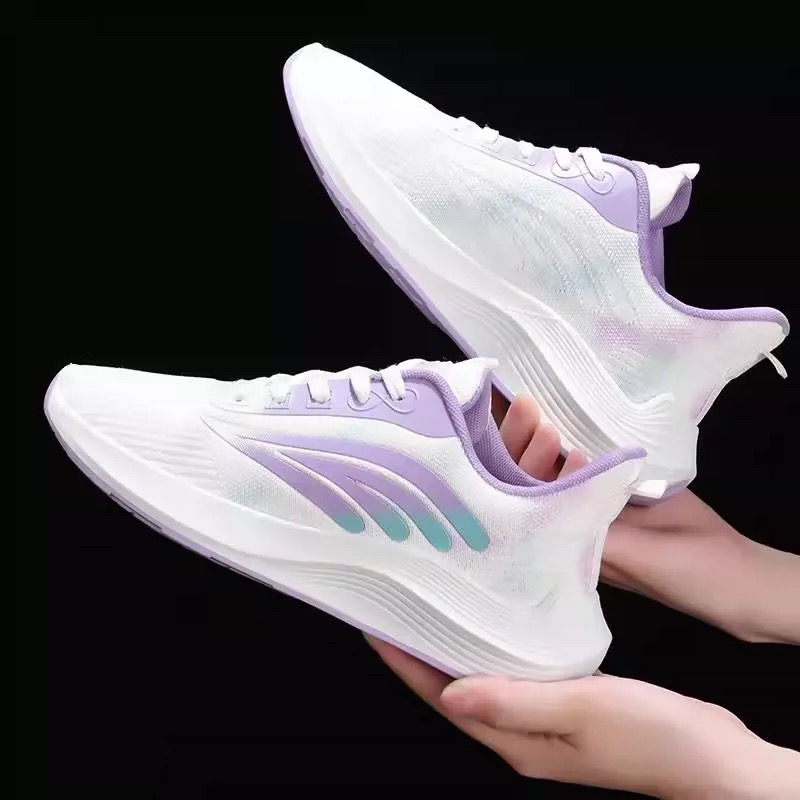 秋冬女生休闲百搭舒适透气飞织鞋运动鞋镂空网面厚底1218