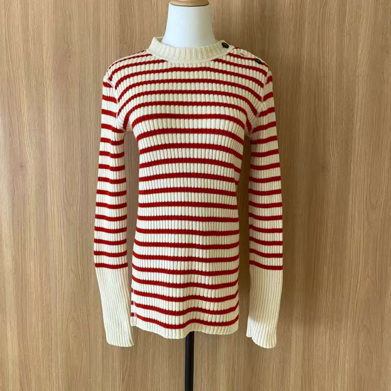 99新 DIOR/迪奥 红白条纹毛衣/24750147/代卖服务/12期