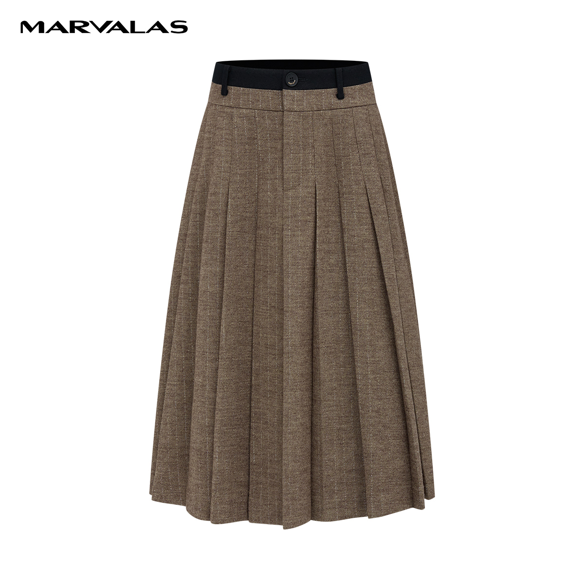 【力力淘】曼德诗83羊毛混纺百褶长裙2023冬高腰半身裙M2073066