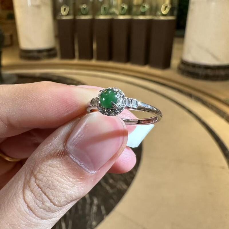 天然A货翡翠HCH21蛋面戒指多样性发一