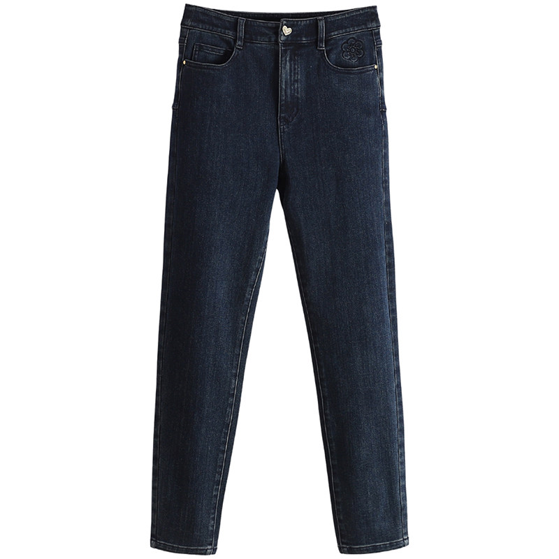 F8548-【佐】通勤小脚裤弹性显瘦抓绒牛仔裤#WZS58Z015