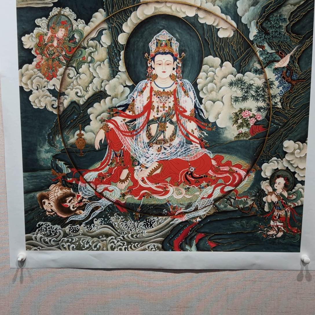 国画莫****师李老师水月观音作品