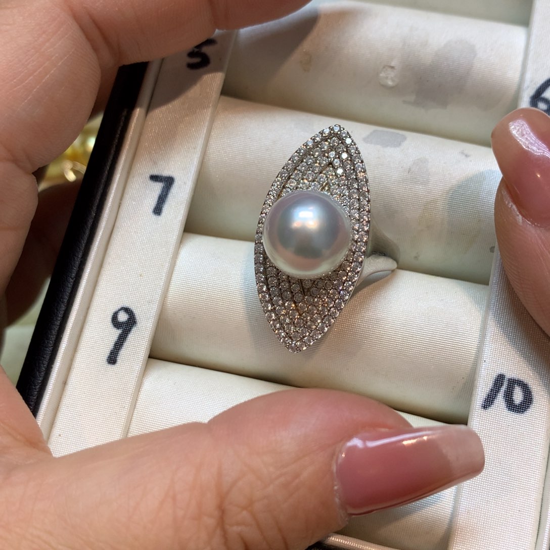 海水珍珠戒指银S925镶嵌