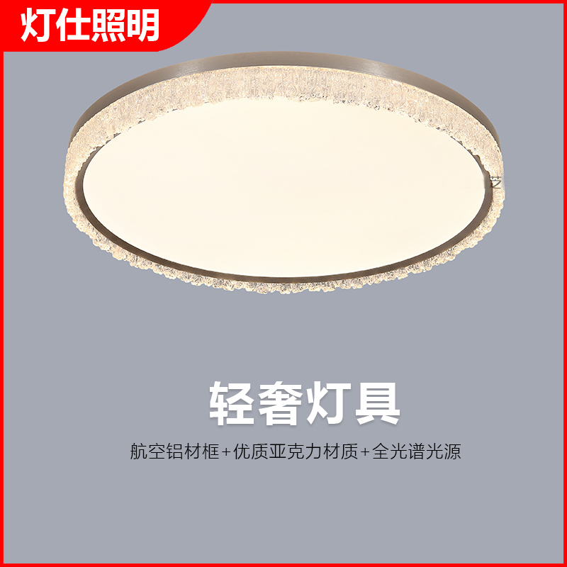 轻奢LED卧室餐厅圆形烤漆书房家用全光谱光源吸顶灯亚克力简约灯