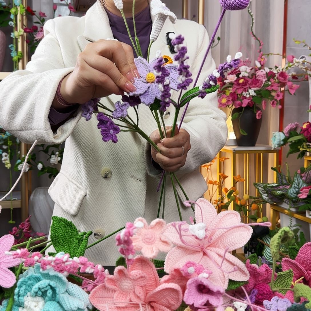 纯手工钩织钩织花束