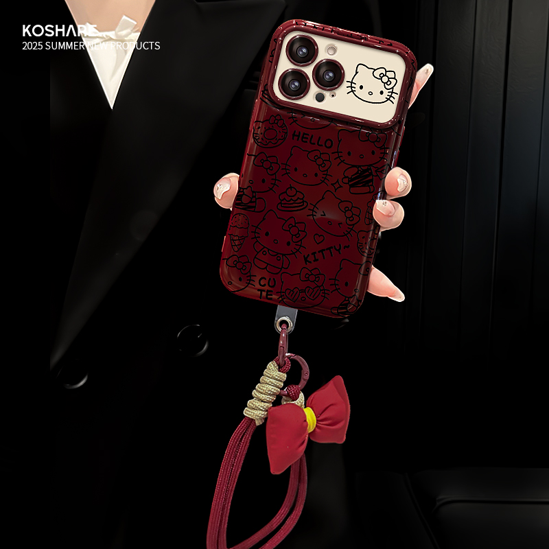 满屏kt适用苹果17华为vivo/oppo小米iPhone大视窗翻盖镜子手机壳