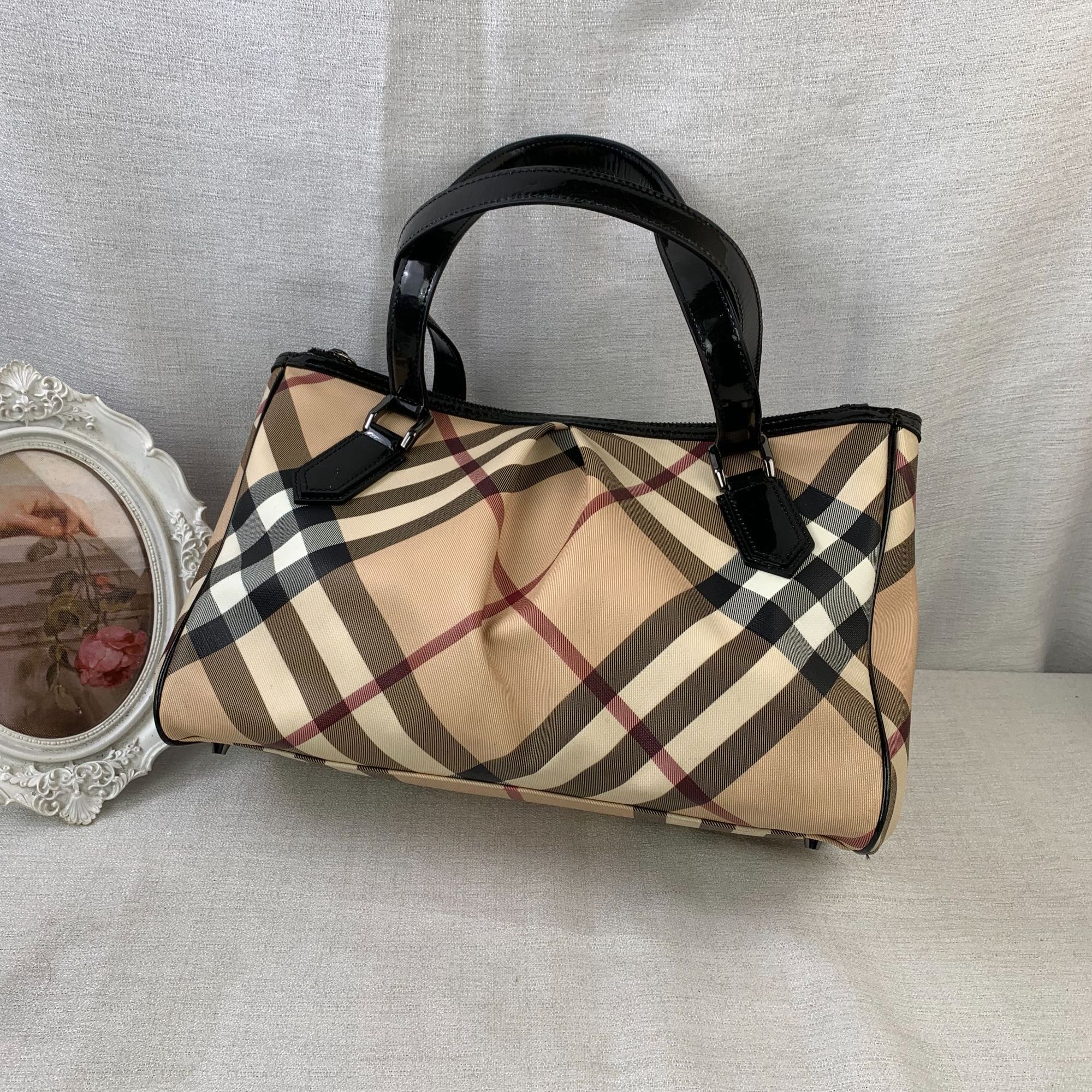 95新 BURBERRY/博柏利 格纹单肩托特包/WJ12623014/3014