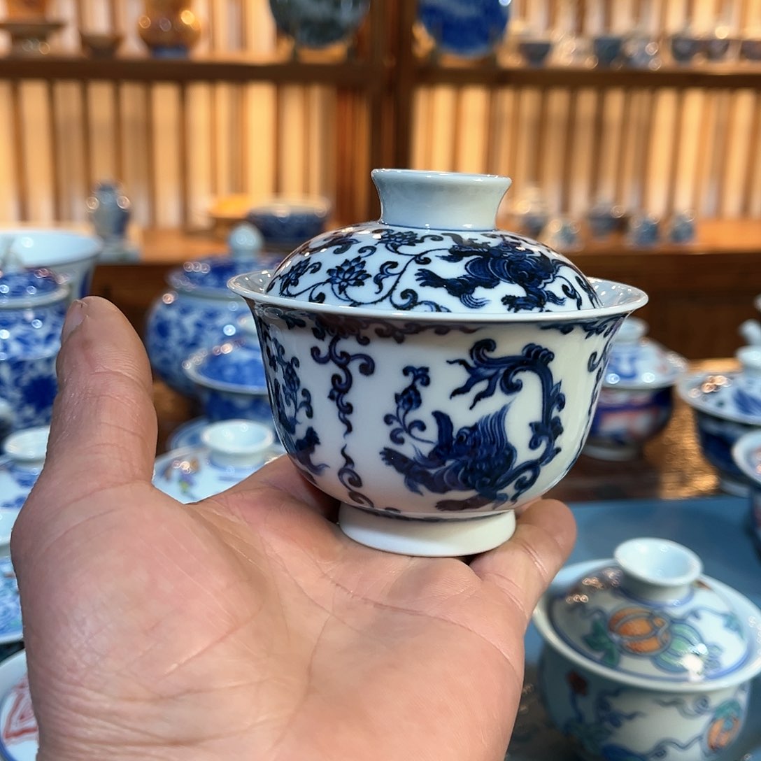 錡镇堂手工手绘盖碗