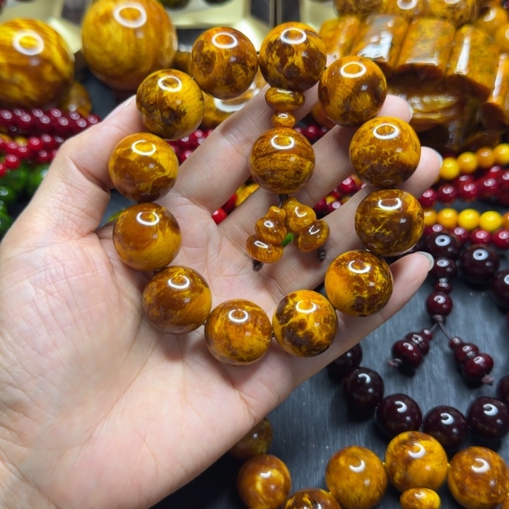 松木琥珀木文玩手串