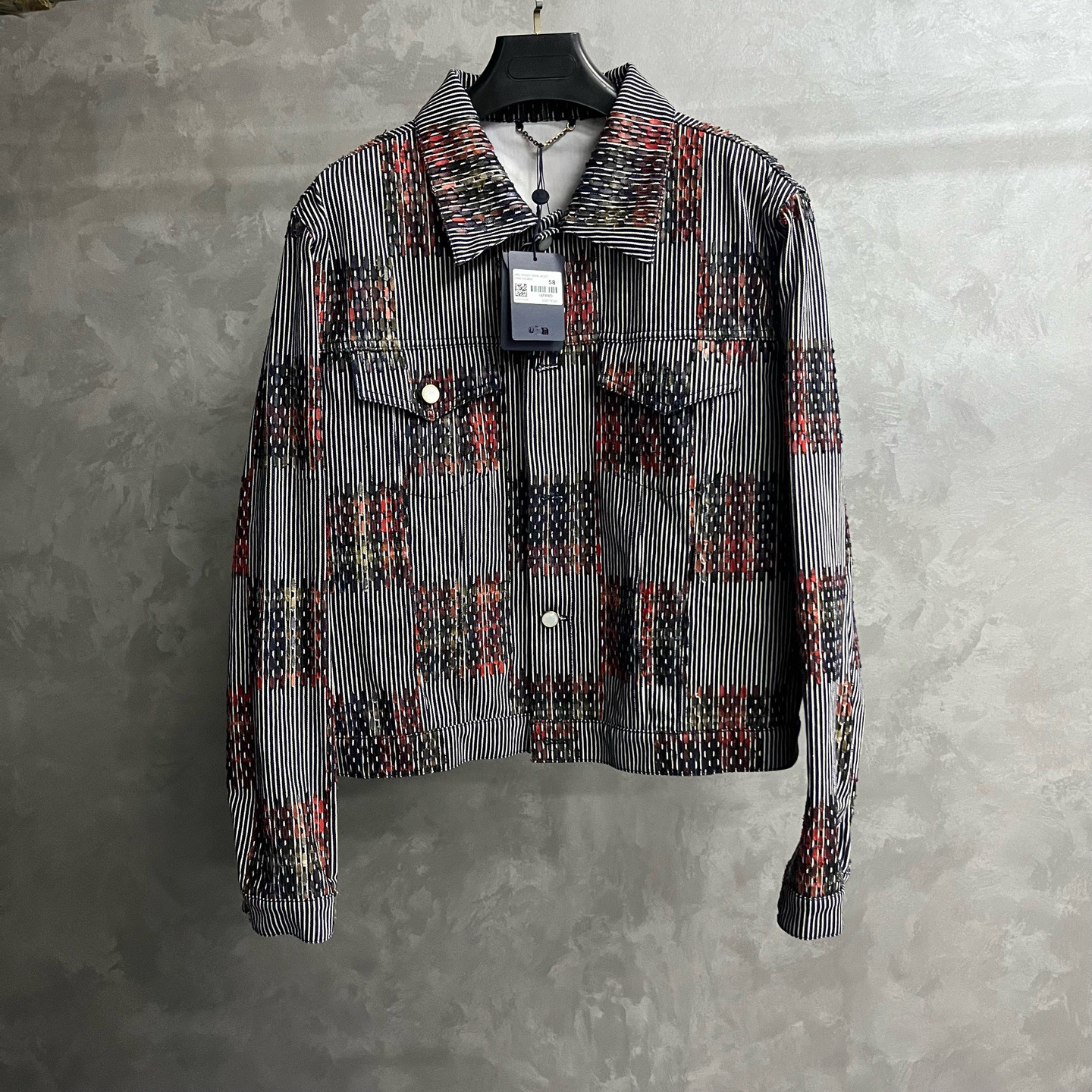 99新 LouisVuitton/路易威登 24灰色印花单排扣翻领夹克外套/58