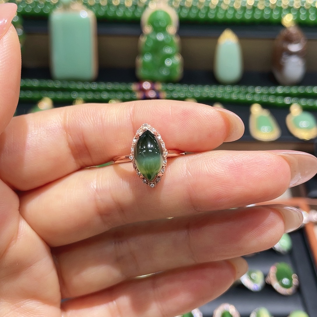 和田玉银S925镶嵌戒指