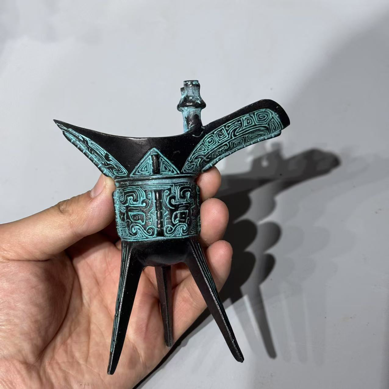 复古爵杯，仿古青铜器摆件，家居摆件，博古架，线下收藏