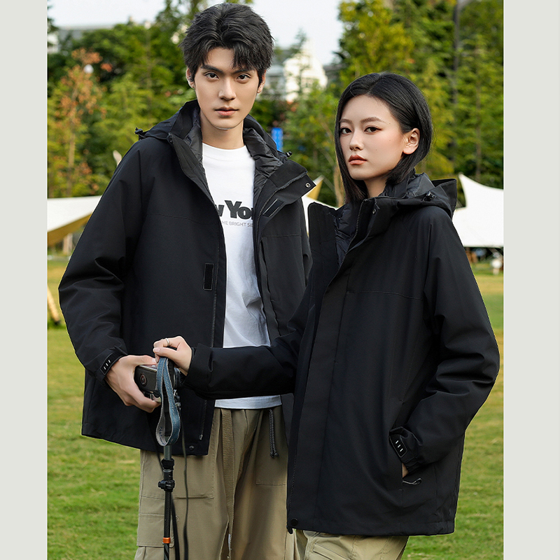 三合一冲锋衣情侣男女款户外白e绒内胆三防冲锋外套