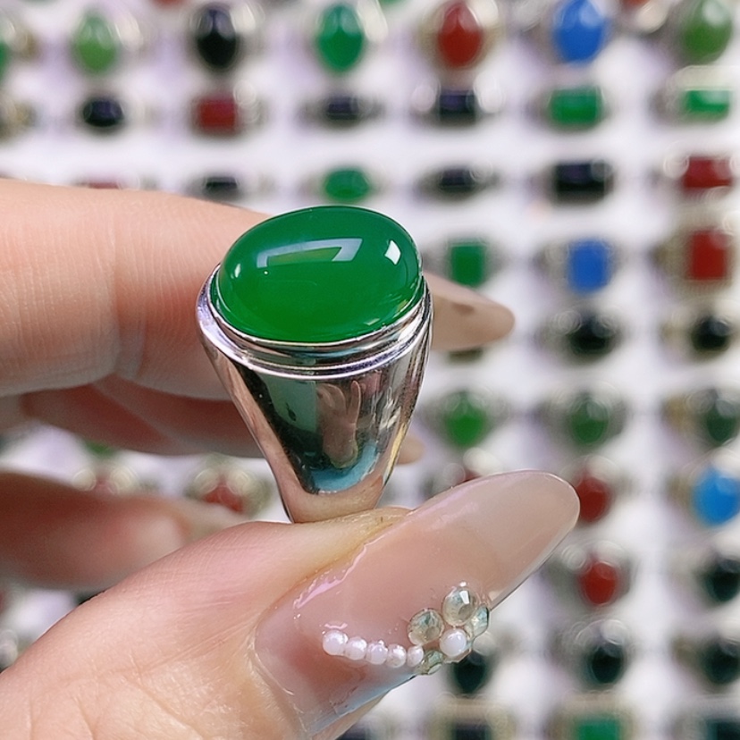 【闪购商品】银S925镶嵌戒指玛瑙/玉髓