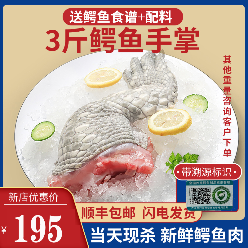 新鲜现杀带皮人工养殖鳄鱼腿肉可用于火锅烧烤