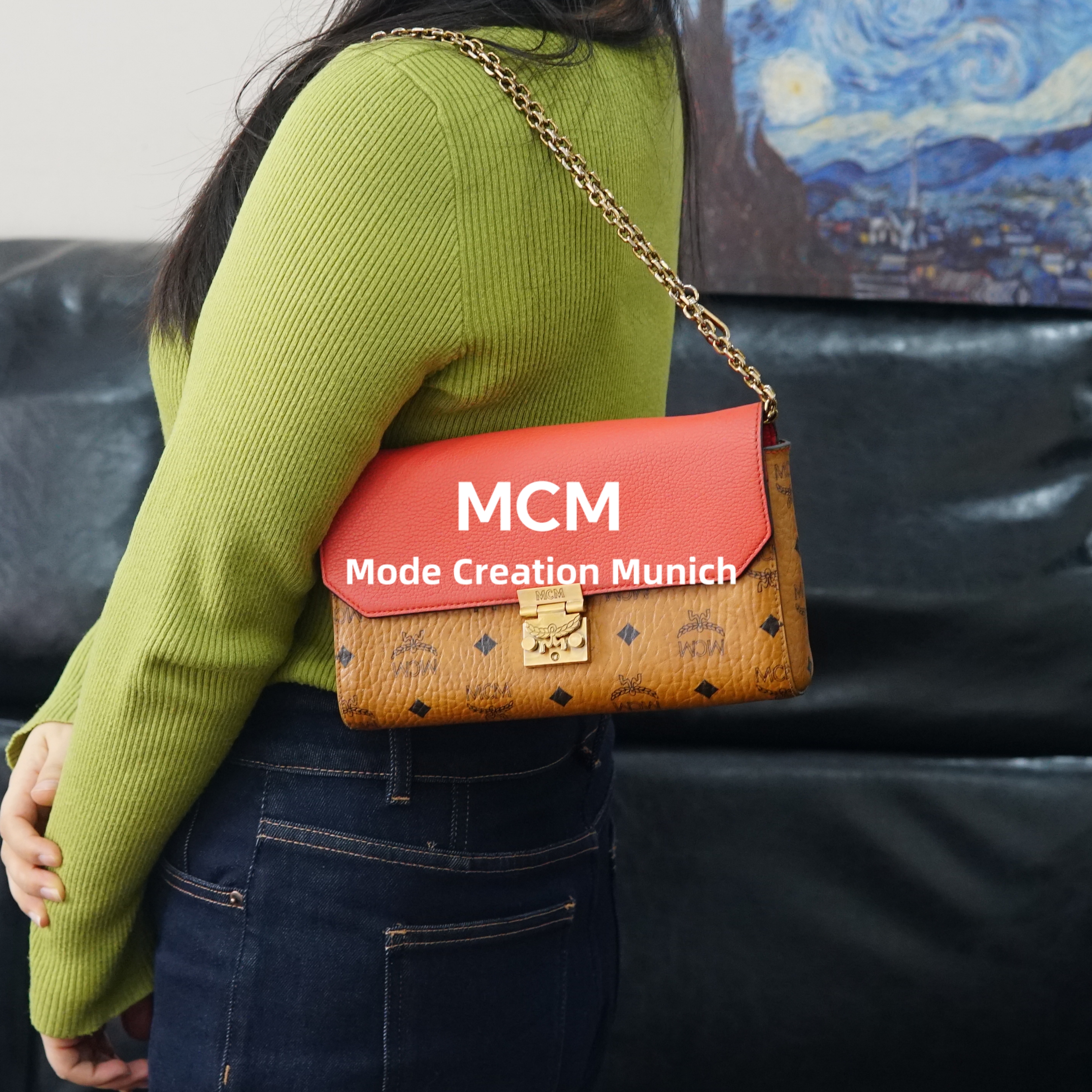 95新 MCM 拼色链条包/WJ12520036/0036