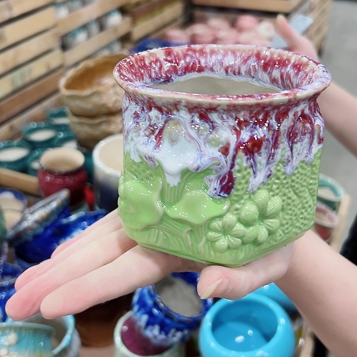 有孔.凑满10元发货多肉陶瓷花盆！